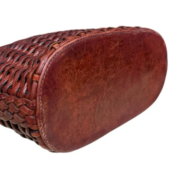 GEM Vintage Genuine Leather Brown Woven Crossbody Bag Made in Brazil - Picture 6 of 16